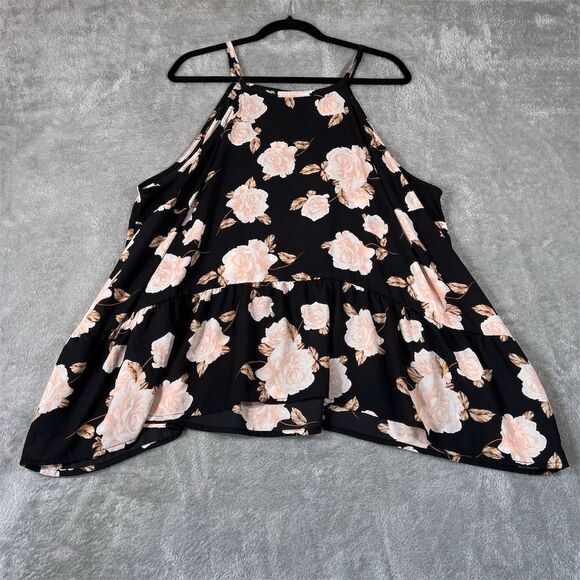 Torrid‎ Women's Size 3 Black Floral Halter Tank Top Sleeveless - Picture 1 of 9
